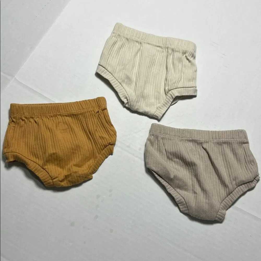 Cloud Island set of 3 Neutral cotton ribbed diaper covers size 0-3 months NWOT